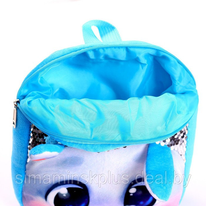 Рюкзак детский плюшевый «Зайка белый» с пайетками, 26×24 см - фото 6 - id-p221941396