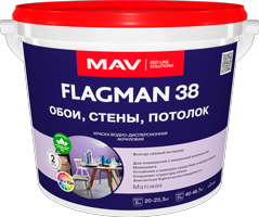 Краска ВД-АК-2038 белая матовая FLAGMAN 38 обои, стены, потолок 11,0 л (14,0 кг)