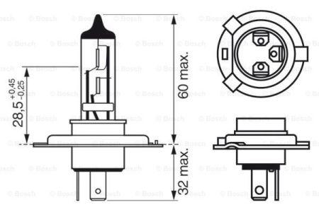 Лампа (H4) 60/55W 12V P43t галогенная Plus 90 блистер BOSCH 1987301077 - фото 3 - id-p221942520