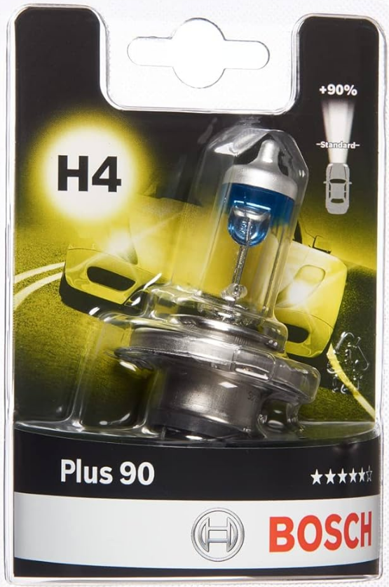 Лампа (H4) 60/55W 12V P43t галогенная Plus 90 блистер BOSCH 1987301077