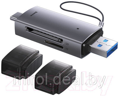 Картридер Baseus Lite Series USB-A & Type-C to SD/TF Card Reader WKQX060113 - фото 5 - id-p221946372