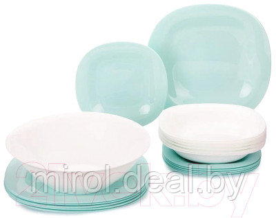 Набор столовой посуды Luminarc Carine Light Turquoise&White P7627 - фото 1 - id-p221945337