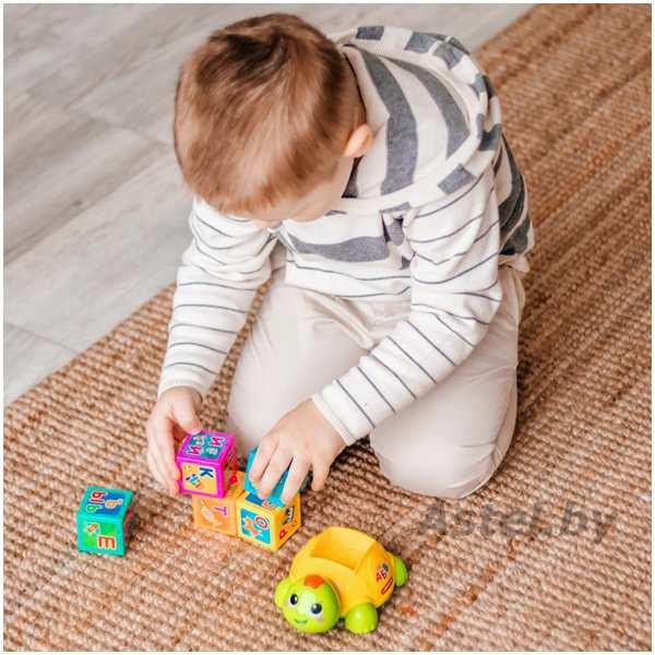 Развивающая игрушка Азбука с Черепашкой (жёлтая) (комплект: черепашка и кубики (5 шт.)) 2850А - фото 4 - id-p221963712