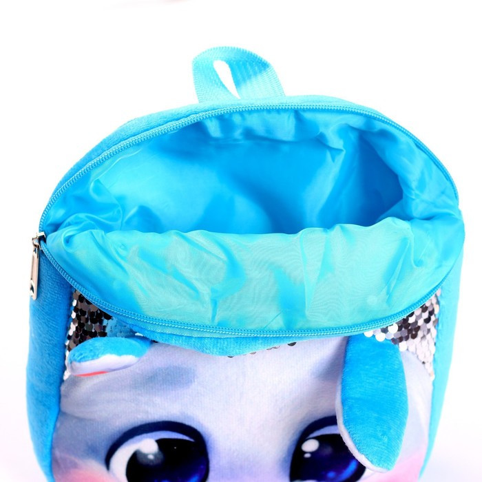 Рюкзак детский плюшевый «Зайка белый» с пайетками, 26×24 см - фото 6 - id-p221964685