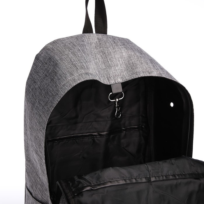 Рюкзак, 30*12*45, отд на молнии, н/к, 2 б/к, USB, серый - фото 4 - id-p221964688