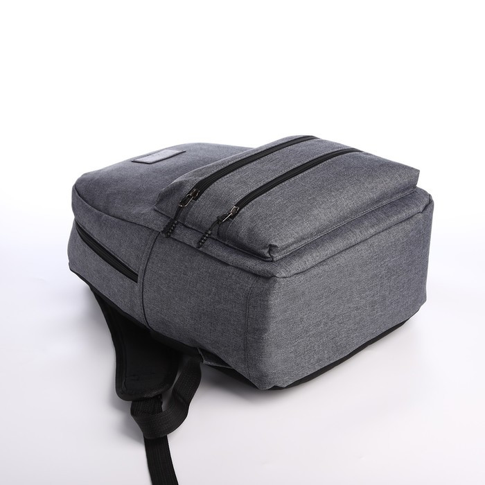 Рюкзак, 27*12*42, отд на молнии, 3 н/к, 2 б/к, USB, серый - фото 3 - id-p221964704