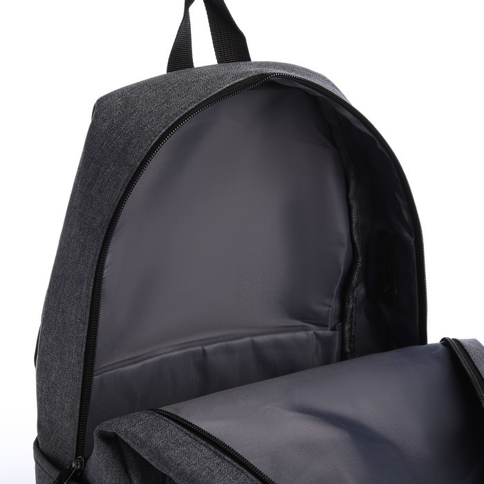 Рюкзак, 27*12*42, отд на молнии, 3 н/к, 2 б/к, USB, серый - фото 5 - id-p221964704