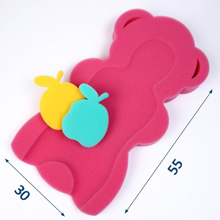 Подкладка для купания макси «Мишка», цвет красный/розовый, 55х30х6см - фото 1 - id-p221964887