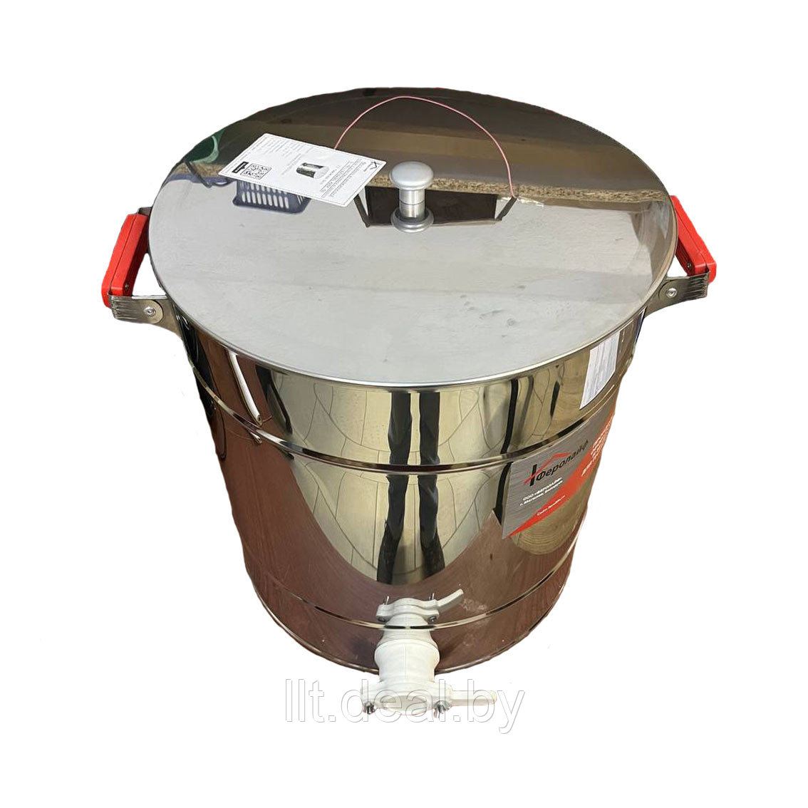 Отстойник для отстаивания меда из нержавеющей стали (AISI 430), с пластиковым клапаном, на 50 литров, ОТС-50 - фото 2 - id-p204381130