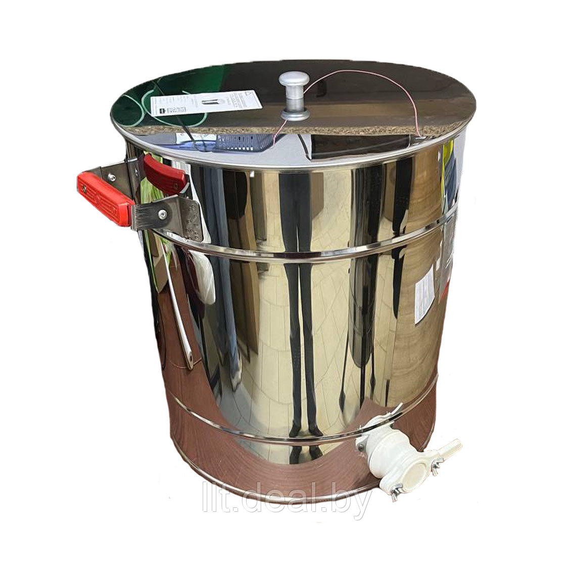 Отстойник для отстаивания меда из нержавеющей стали (AISI 430), с пластиковым клапаном, на 50 литров, ОТС-50 - фото 1 - id-p204381130