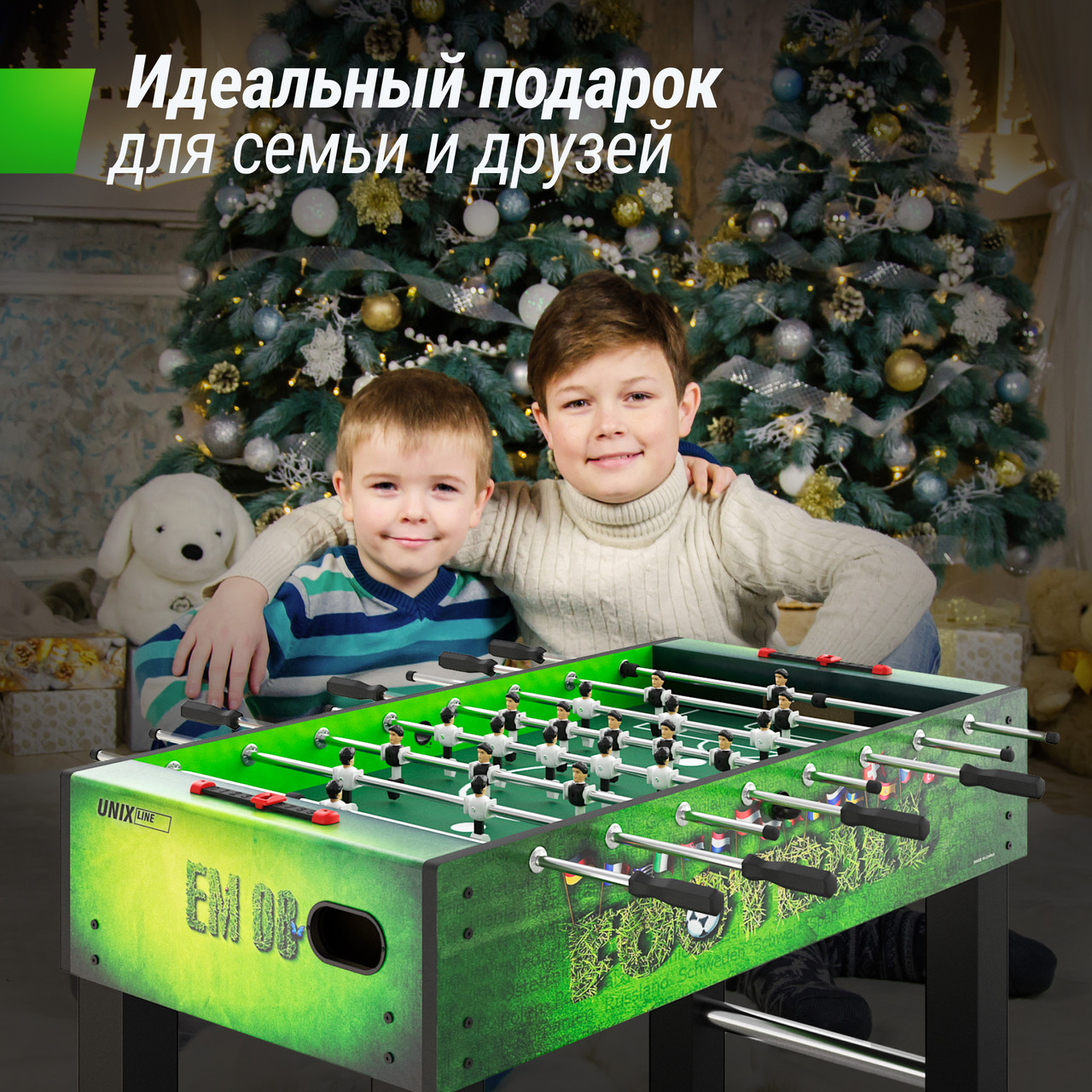 Игровой стол UNIX Line Футбол - Кикер (140х74 cм, Green) - фото 7 - id-p221975193