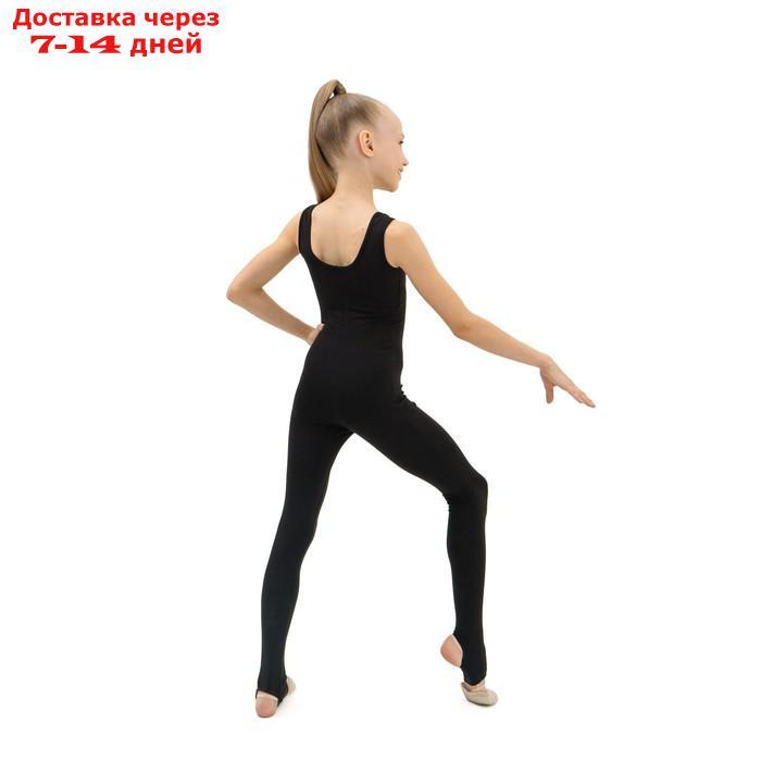 Комбинезон гимнастический на лямках, цвет чёрный, лосины с вырезом, размер 36 - фото 3 - id-p221889389