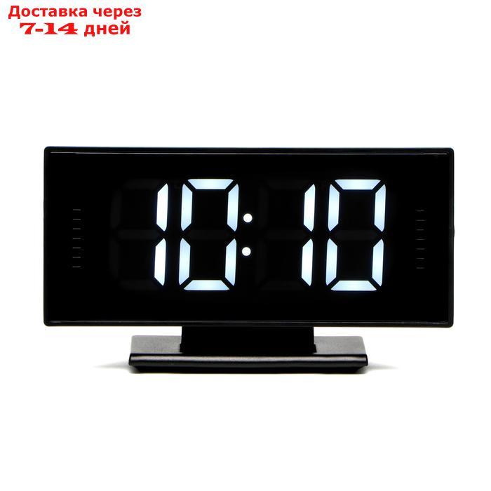Часы-будильник электронные с календарем и термометром, белые цифры 17х9х4 см, USB. 3 AAA - фото 1 - id-p221889243