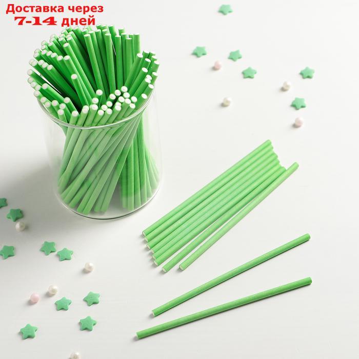 Палочки для кейкпопсов, 10×0,2 см, 100 шт, цвет зелёный - фото 1 - id-p221892029