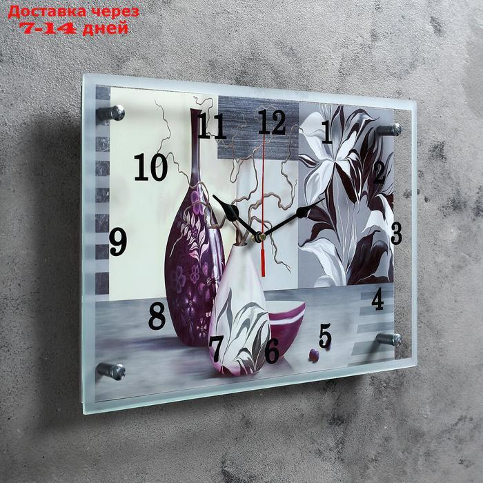 Часы настенные, серия: Интерьер, "Сиреневые вазы"25х35 см, микс - фото 2 - id-p221889531