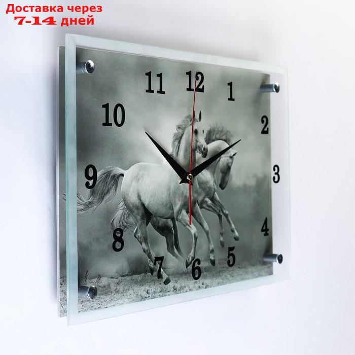 Часы настенные, серия: Животный мир, "Серые лошади", 25х35 см, микс - фото 2 - id-p221889542