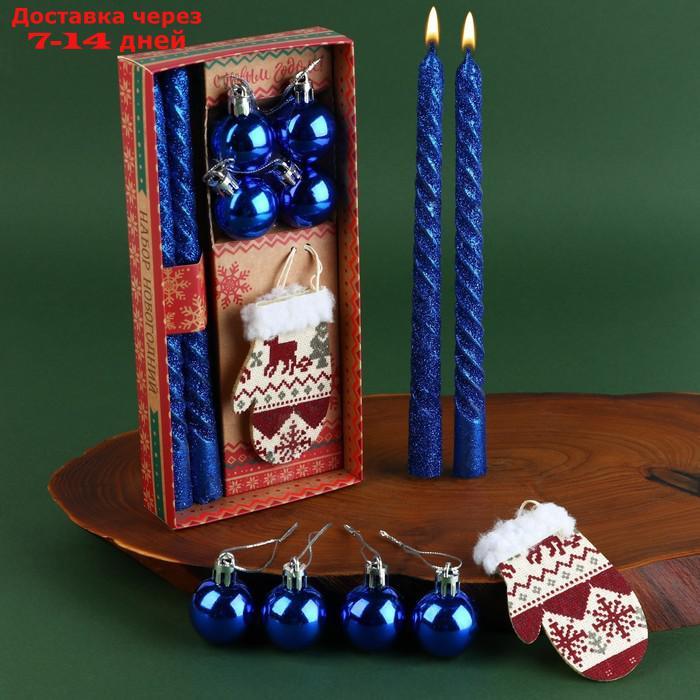 Набор высоких свечей с декором "Любви в Новом году", 9,5 х 20 см - фото 1 - id-p221896227