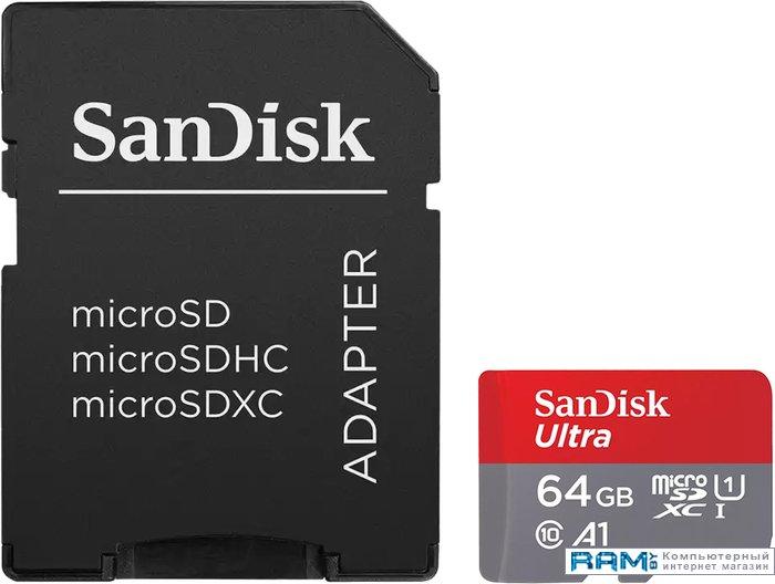 Карта памяти SanDisk Ultra microSDXC SDSQUAC-256G-GN6MA 256GB (с адаптером) - фото 1 - id-p221988710