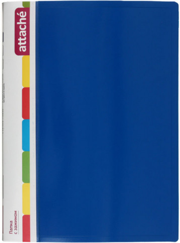 Папка пластиковая с боковым зажимом и карманом Attache F611/07 толщина пластика 0,7 мм, синяя - фото 2 - id-p221856655