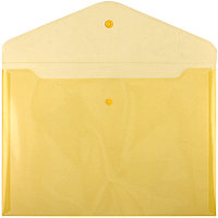 Папка-конверт пластиковая на кнопке Attache толщина пластика 0,18 мм, прозрачная желтая