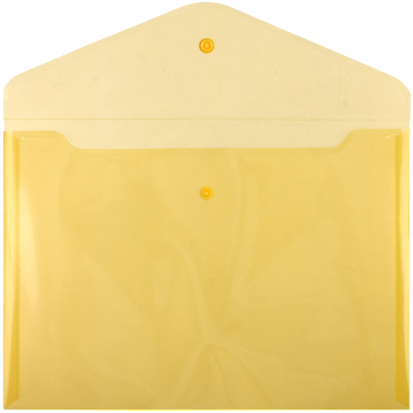 Папка-конверт пластиковая на кнопке Attache толщина пластика 0,18 мм, прозрачная желтая - фото 1 - id-p221986876