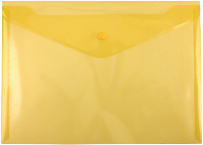 Папка-конверт пластиковая на кнопке Attache толщина пластика 0,18 мм, прозрачная желтая - фото 2 - id-p221986876