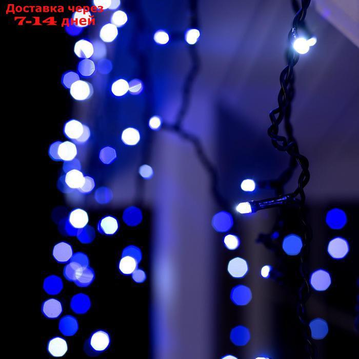 Гирлянда "Бахрома" 4 х 0.6 м , IP44, тёмная нить, 180 LED, свечение бело-синее, мигание, 220 В - фото 3 - id-p221890618