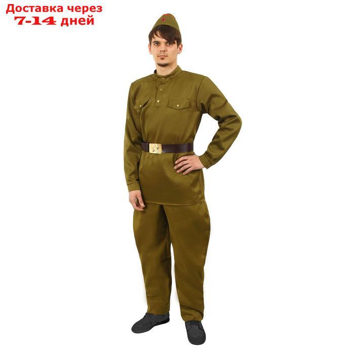 Костюм военного: гимнастёрка, брюки-галифе, ремень, пилотка, р. 54, рост 182 см - фото 1 - id-p221890822
