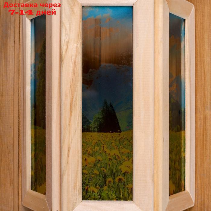 Абажур деревянный "Одуванчики" со вставками из стекла с УФ печатью, 33х29х12см - фото 3 - id-p221890887