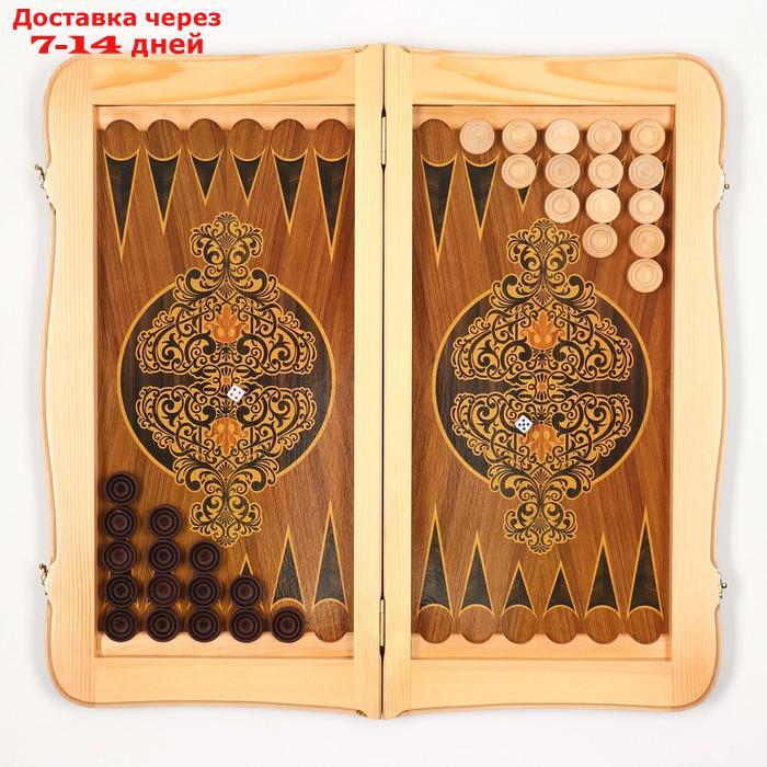 Нарды резные "Морские", деревянная доска 55х55 см, с полем для игры в шашки - фото 4 - id-p221891253