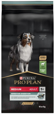 Сухой корм для собак Pro Plan Adult Medium Sensitive Digestion с ягненком - фото 1 - id-p217416166