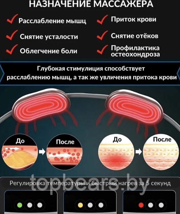 Электрический импульсный миостимулятор - массажер для шеи Cervical Massage (4 режимов массажа, 9 уровней - фото 3 - id-p222017905