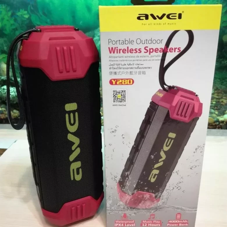 Блютуз-колонка AWEI Y280 Portable Outdoor Wireless Speaker, красная - фото 2 - id-p168487946