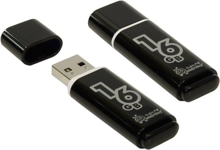 Накопитель SmartBuy Glossy SB16GBGS-K USB2.0 Flash Drive 16Gb (RTL) - фото 1 - id-p222019144