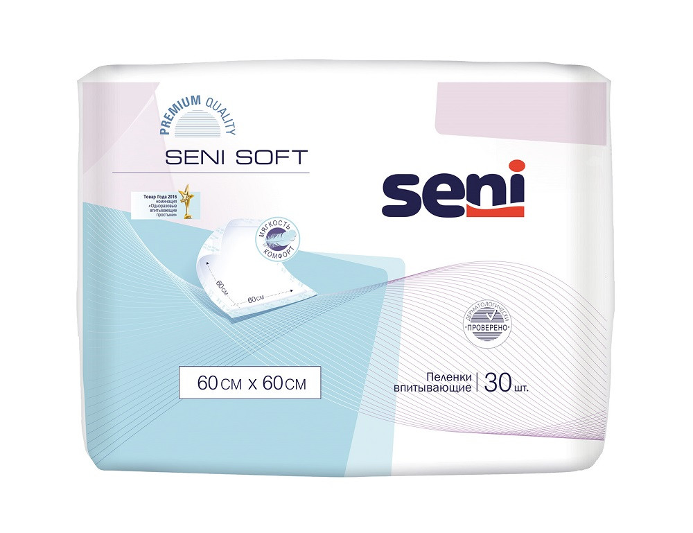 Пеленки гигиенические впитывающие Seni Soft 60x60 см., 30 шт. - фото 1 - id-p222019455