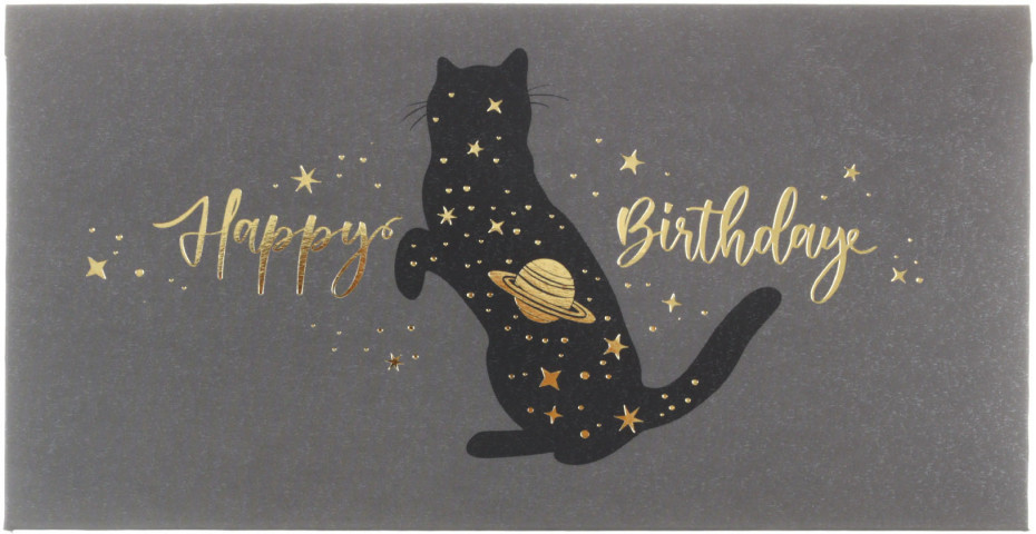 Открытка-конверт для денег Meshu 85*164 мм, Happy Birthday. Space Cat - фото 3 - id-p221675999