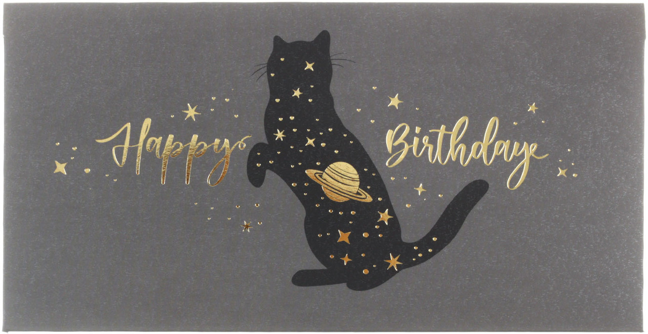 Открытка-конверт для денег Meshu 85*164 мм, Happy Birthday. Space Cat - фото 4 - id-p221675999