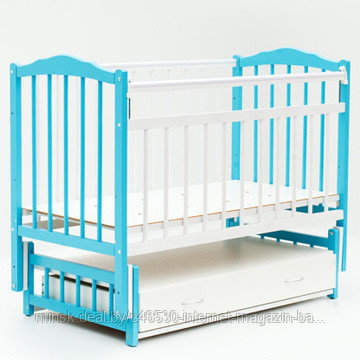 Детская кроватка-маятник с ящиком "Bambini" Бамбини. Бело-голубая. Доставка бесплатная. - фото 1 - id-p32033017