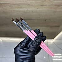 Набор кистей 3 шт скошенные (розовая ручка)