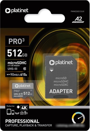 Карта памяти Platinet Pro 3 microSDXC PMMSDX512UIII 512GB + адаптер - фото 2 - id-p222051413