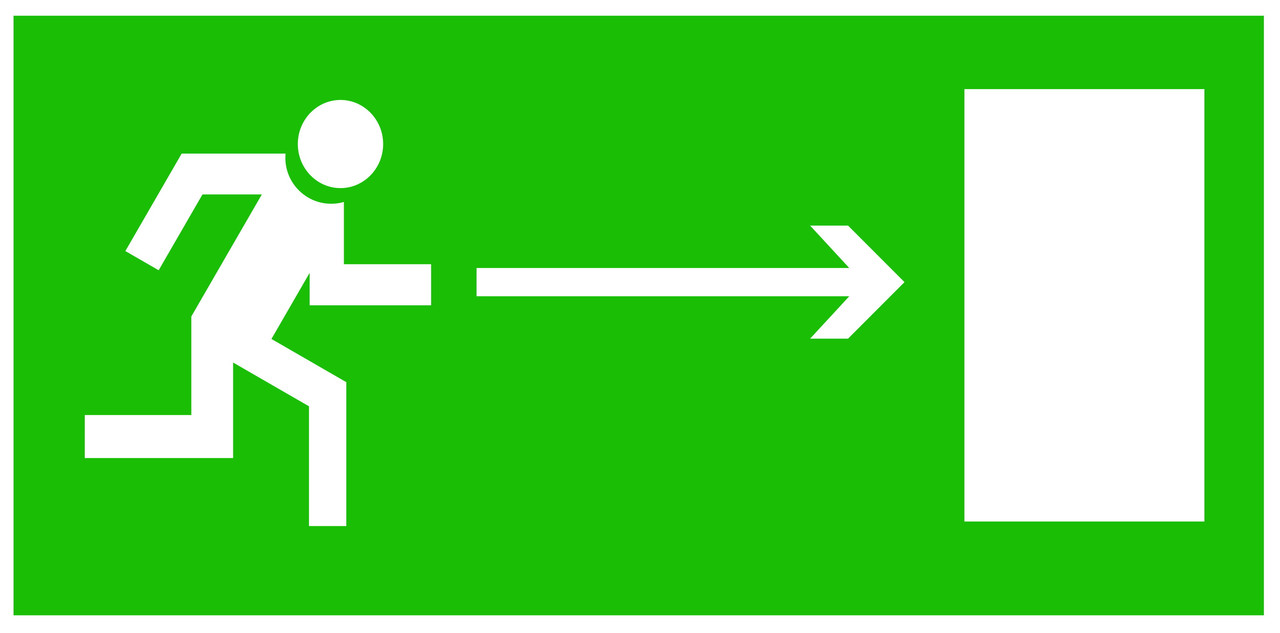 Табличка Направление к эвакуационному выходу направо - фото 1 - id-p32036966