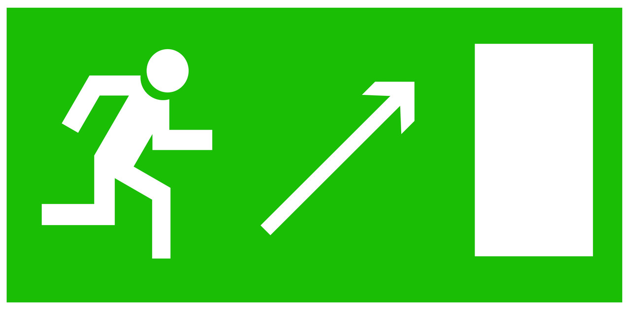 Табличка Направление к эвакуационному выходу направо вверх