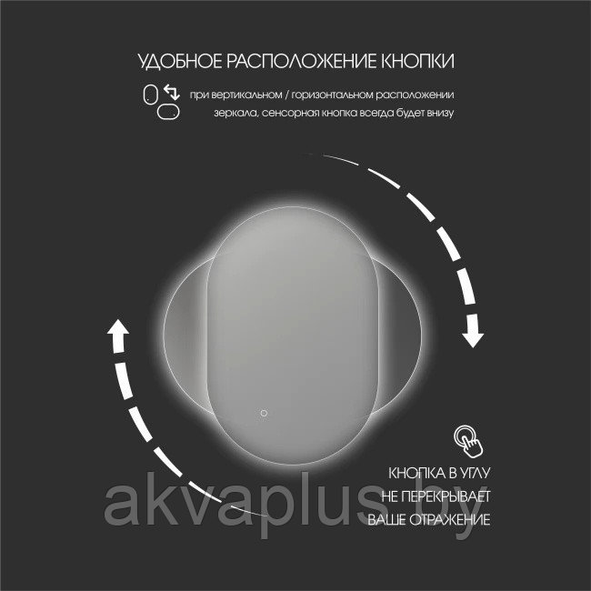 Зеркало с подсветкой, сенсорной кнопкой Seoul 9060s-6 (90*60 см) - холодный свет - фото 6 - id-p222054685