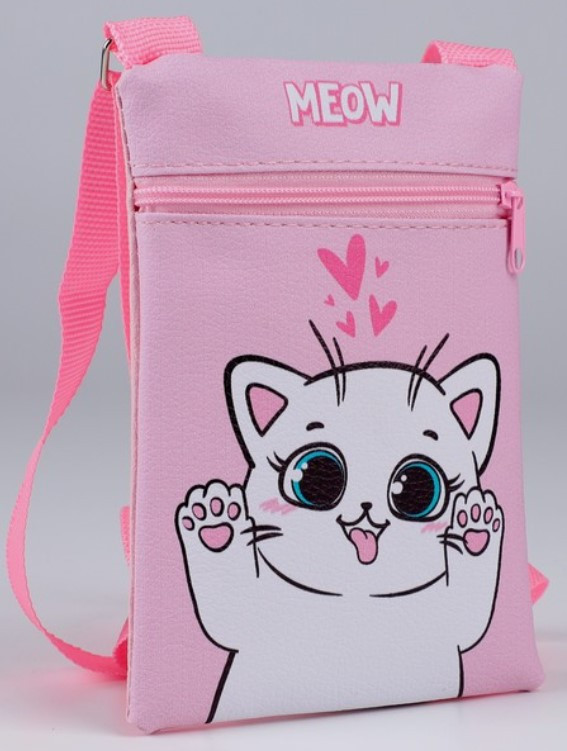 Набор для девочки: сумка и заколки для волос «Белый котик», цвет розовый - фото 2 - id-p222054689