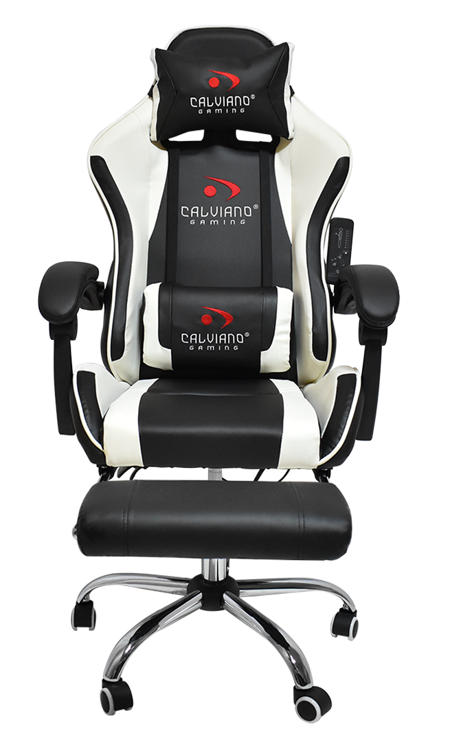 Вибромассажное кресло Calviano AVANTI ULTIMATO black/white/black с подножкой - фото 7 - id-p222055048