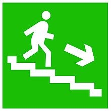 Табличка Направление к эвакуационному выходу по лестнице вниз (правосторонний)
