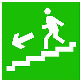 Табличка Направление к эвакуационному выходу по лестнице вниз (левосторонний)