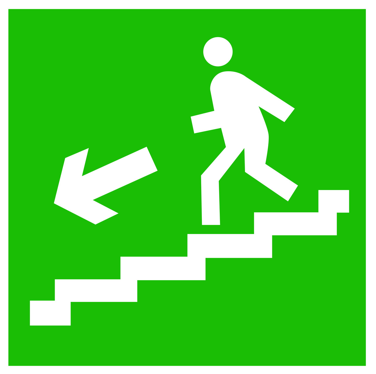 Табличка Направление к эвакуационному выходу по лестнице вниз (левосторонний) - фото 1 - id-p32037176