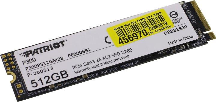 Накопитель SSD 512 Gb M.2 2280 M Patriot P300 P300P512GM28 3D TLC - фото 1 - id-p203910186