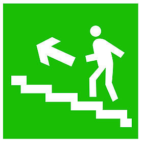 Табличка Направление к эвакуационному выходу по лестнице вверх (левосторонний)